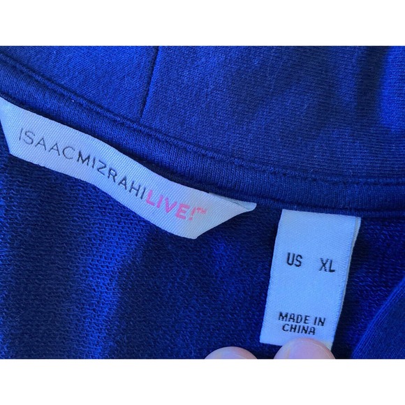 Isaac Mizrahi Live Open Front Cardigan Size XL Women’s Navy French Terry - Picture 3 of 8